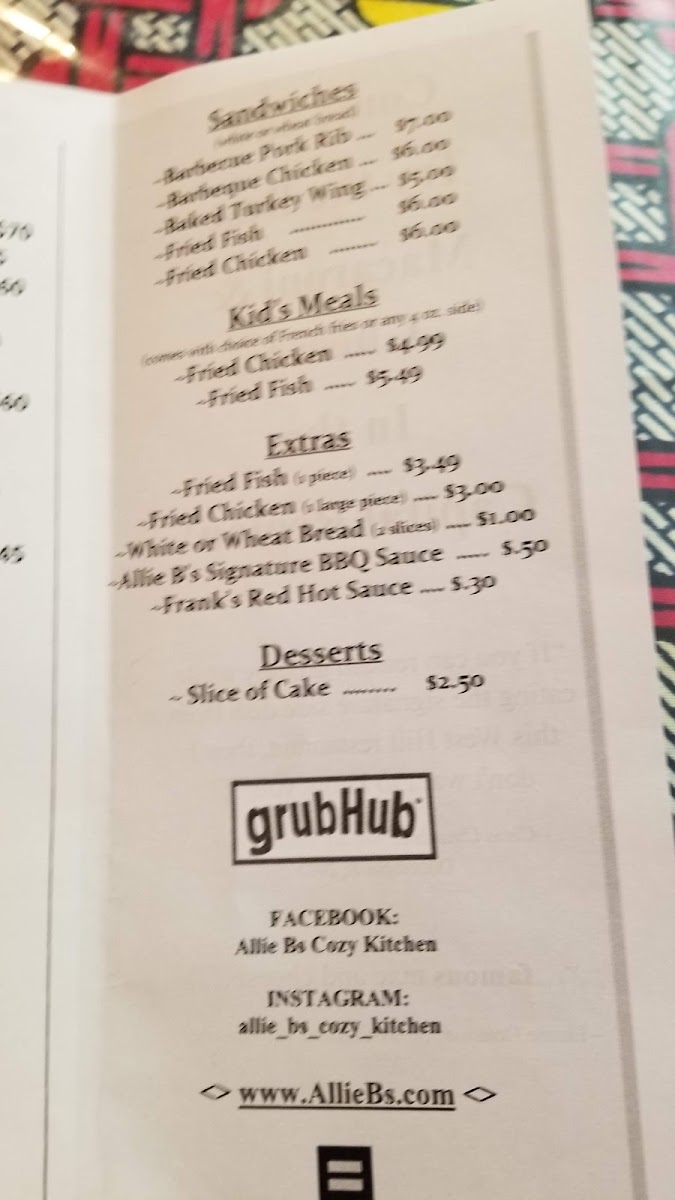 Menu Allie B's Cozy Kitchen-7